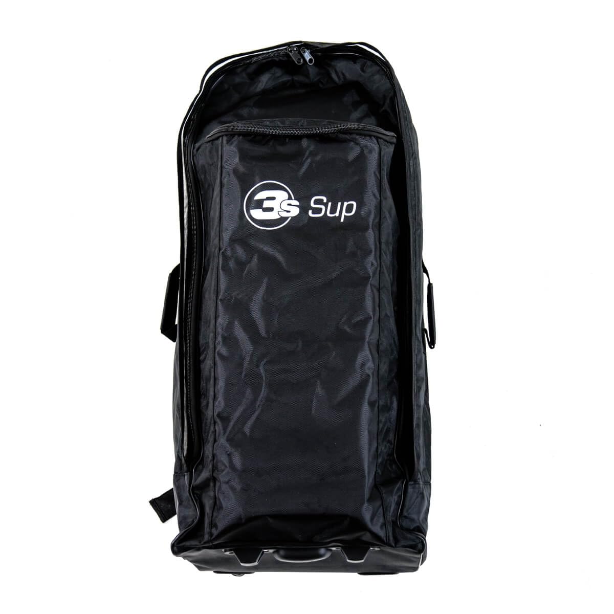 3s-sup No Stress Bag iSUP Board Tasche bis 11'6 mit Trollyfunktion I Inkl. gepolsterten Schultergurten und Bauchgurt I UV-Schutz Innenauskleidung I Schwarz, Größe 94x42x35 cm