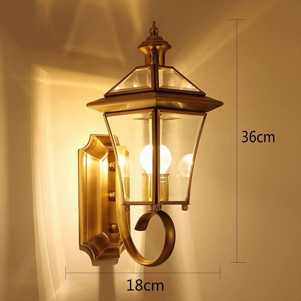 Applique Murale Extérieure Vintage Applique Murale Extérieure Étanche Luminaires Extérieurs En Laiton Lumière Verre Rustique Led Lanterne Murale E27 Antique Villa Patio Parc Jardin Lumières (Couleur
