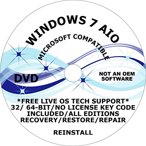 WINDOWS 7 All Editions Included LATEST UPDATES DVD 32/64-BIT *FREE LIVE OS TECH SUPPORT* RECOVERY FIX REINSTALL RESTORE REPAIR REBOOT RECOVERY INSTALL COMPATIBLE WITH MICROSOFT WINDOWS