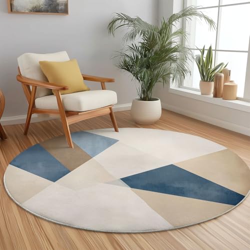 Alfombra moderna para dormitorio y sala de estar redonda de 245 cm estilo vintage suave 7