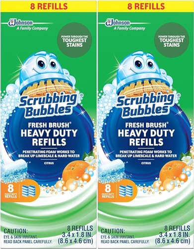 Image of Scrubbing Bubbles Flushable Toilet Wand Refills, Fresh Brush Heavy Duty Toilet Cleaner Refill Pads, Cleans Limescale & Fights Odors, Citrus Scent, 8 Count, Pack of 2