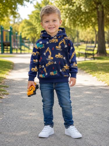 Image of Akyzic Baby Boys Dinosaurs Hoodie Boys Shark Pullover with Pocket Kids Truck Warm Sweatshirt Sweater