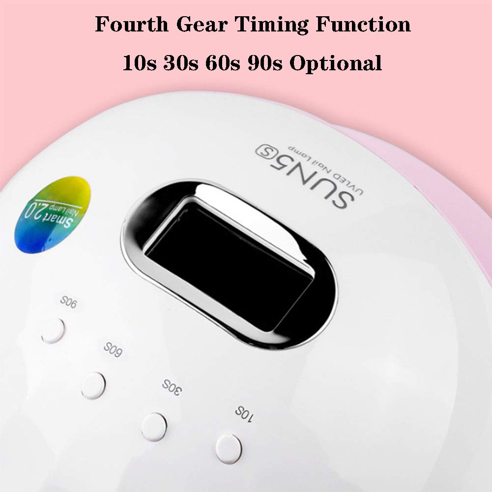 Lámpara para Uñas, 72W Profesional UV LED Gel Secadora De Uñas Luz Smart Auto-Sensing with 4 Timer Setting 10/30/60 / 99S