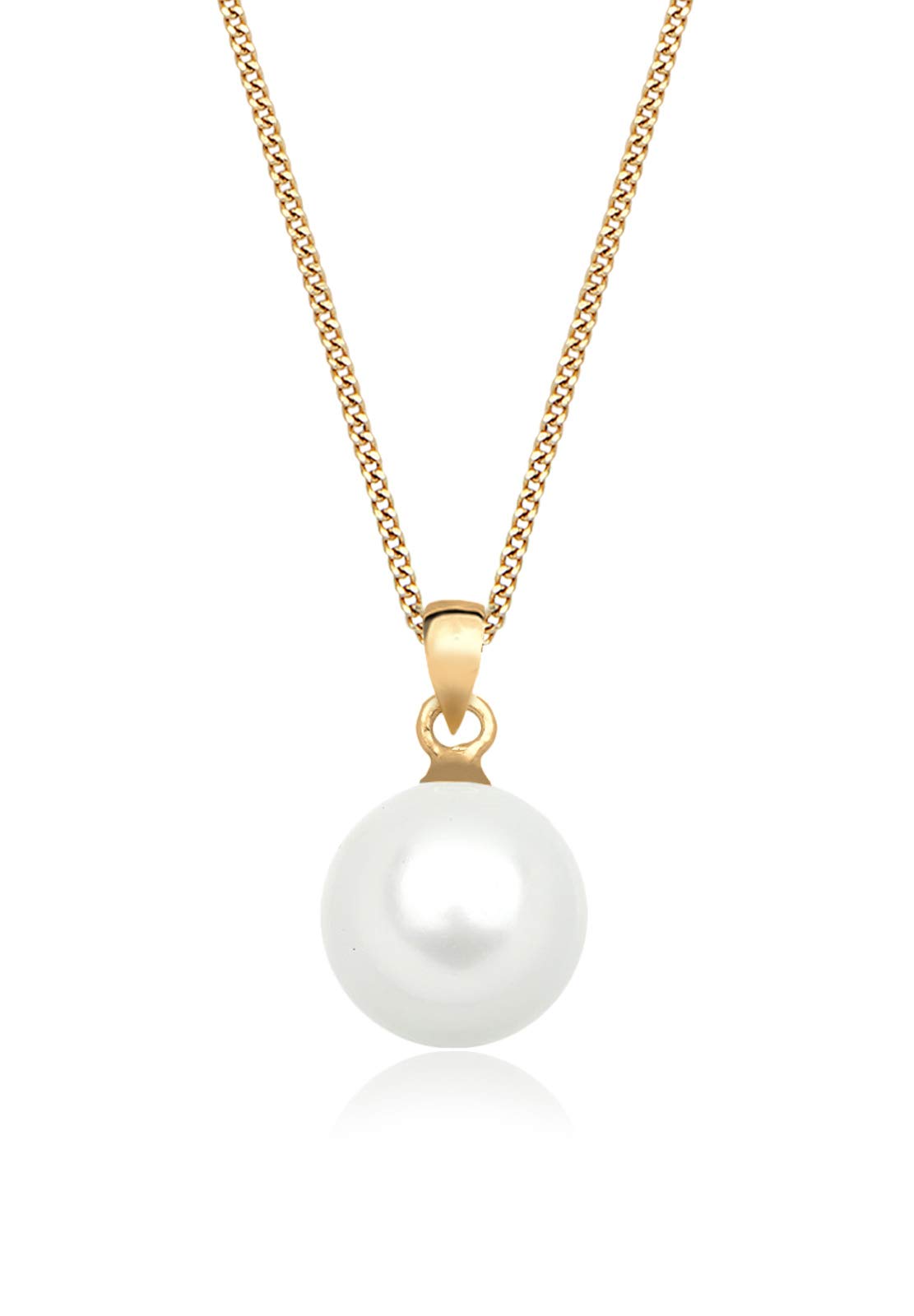 Elli Premium Halskette Damen mit Anhänger Muschelkernperle Luxuriös | Filigran in 585 Gelbgold