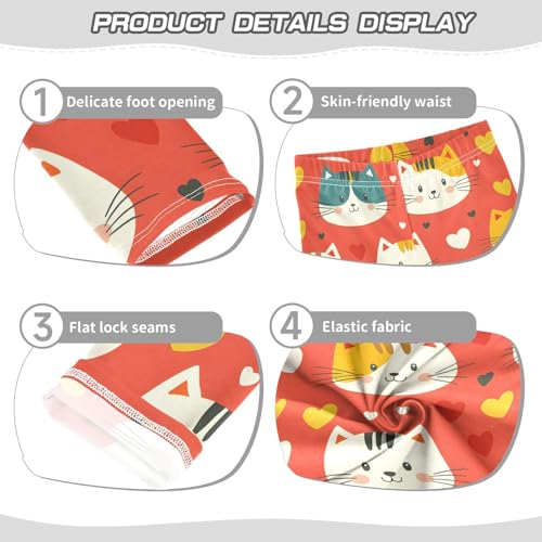 Cute Cat Valentine Print Girls Leggings Soft Stretch Workout Yoga Dance Pants for Kids Casual Tights3