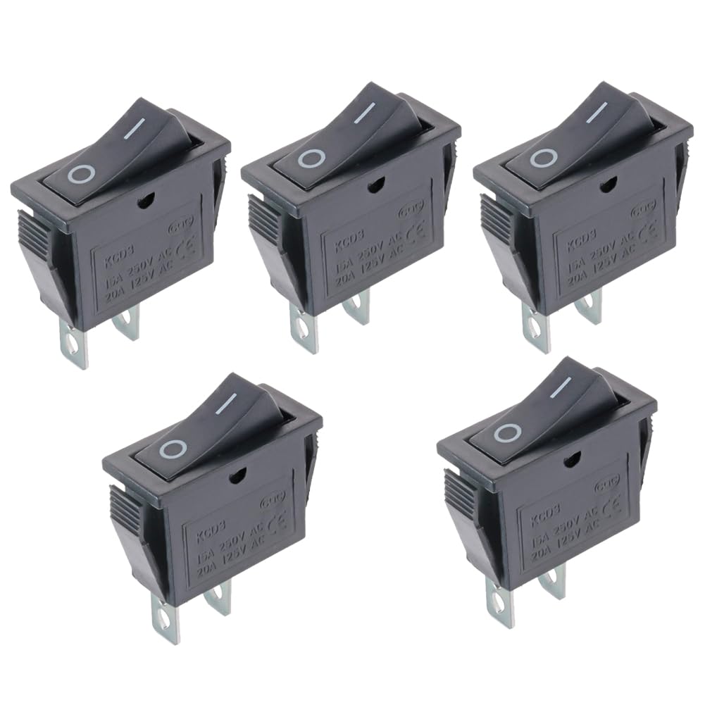 YXQ 5Pcs 2Pin ON Off SPST Mini Boat Rectangle Rocker Switch AC