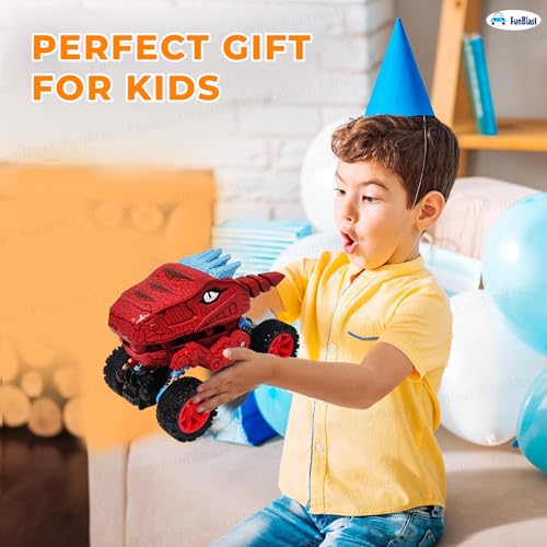 Image of FunBlast Rock Crawler Toy for Kids - 4X4 Big Wheel Drive Push & Go Dinosaur Car Toy, Monster Truck Toys for Kids for 3+ Years Toddlers, Boys, Girls (Red)