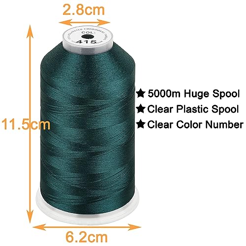Image of New brothread - Single Huge Spool 5000M Each Polyester Embroidery Machine Thread 40WT for Commercial and Domestic Machines - Peacock Blue