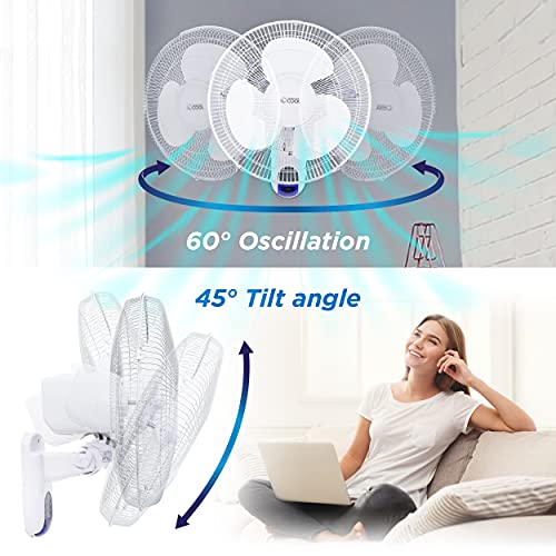 Commercial Cool 16 inch Wall Fan with Remote, White (CCFWR16W) by Commercial Cool - Image 3