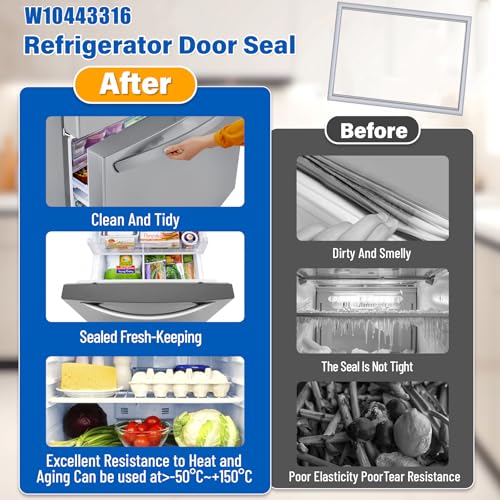 Image of Upgraded 31 inchx23 inch W10443316 Freezer Door Gasket Replacement Compatible with Whirlpool Kenmore KitchenAid, W10180623 Refrigerator Gasket Replace W10571961 W10443316N W10571961N fridge Seal - Folding