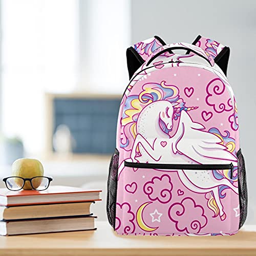 Sac à dos de voyage licorne rose parfait pour l'école et les vacances