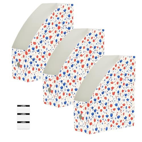 Boîtes de rangement pour documents et classements papiers pliables motif tulipes