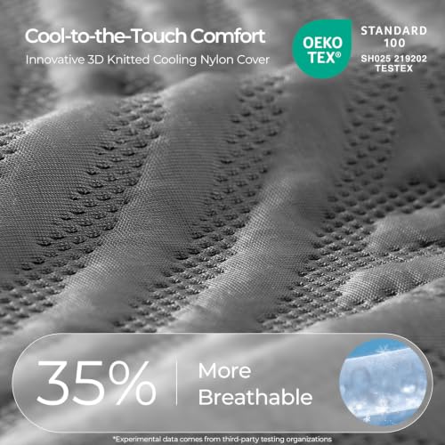 Image of Sweetnight CoolNest 12 Inch Queen Size Mattress, Memory Foam Cooling Mattress for Cool Night Sleep, 5-Zone Ergo Support for Pressure Relief, Medium Firm, CertiPUR-US Certified
