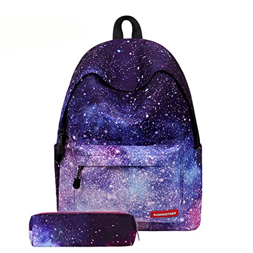 School Bags And Pencil Case Sets Canvas Star Students Backpack for Women Girls