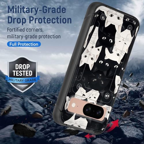 wiaekosef for Pixel 8 Case,Heavy Duty Dual Layer Hard PC & Soft Silicone Rugged Bumper Shockproof Protective Case for Google Pixel 8 6.2 inch,Cute Funny Cats Pattern - image 3