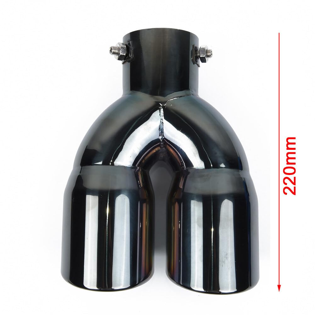 URFEDA 63 mm, podwójna rura do samochodu, uniwersalna rura wydechowa, tłumik, rura wydechowa, rura wydechowa, rura wydechowa, rura wydechowa, wygięta, podwójny wylot, okrągła rura wydechowa