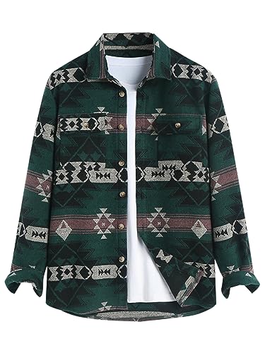 Image of ZAFUL Unisex Plaid Flannel Shirt Jacket Button Down Long Sleeve Pocket Coat Outwear | Mens Fall Clothes Lightweight Long Sleeve Button Down Flap Pocket Jacket Tops for Fall&Winter 2026