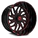 TIS 544BMR with COVERED LUGS Custom Wheel - 22x12, -44 Offset, 6x139.7 Bolt Pattern, 108mm Hub - Gloss Black with Red Tinted CNC Milled Accents Rim