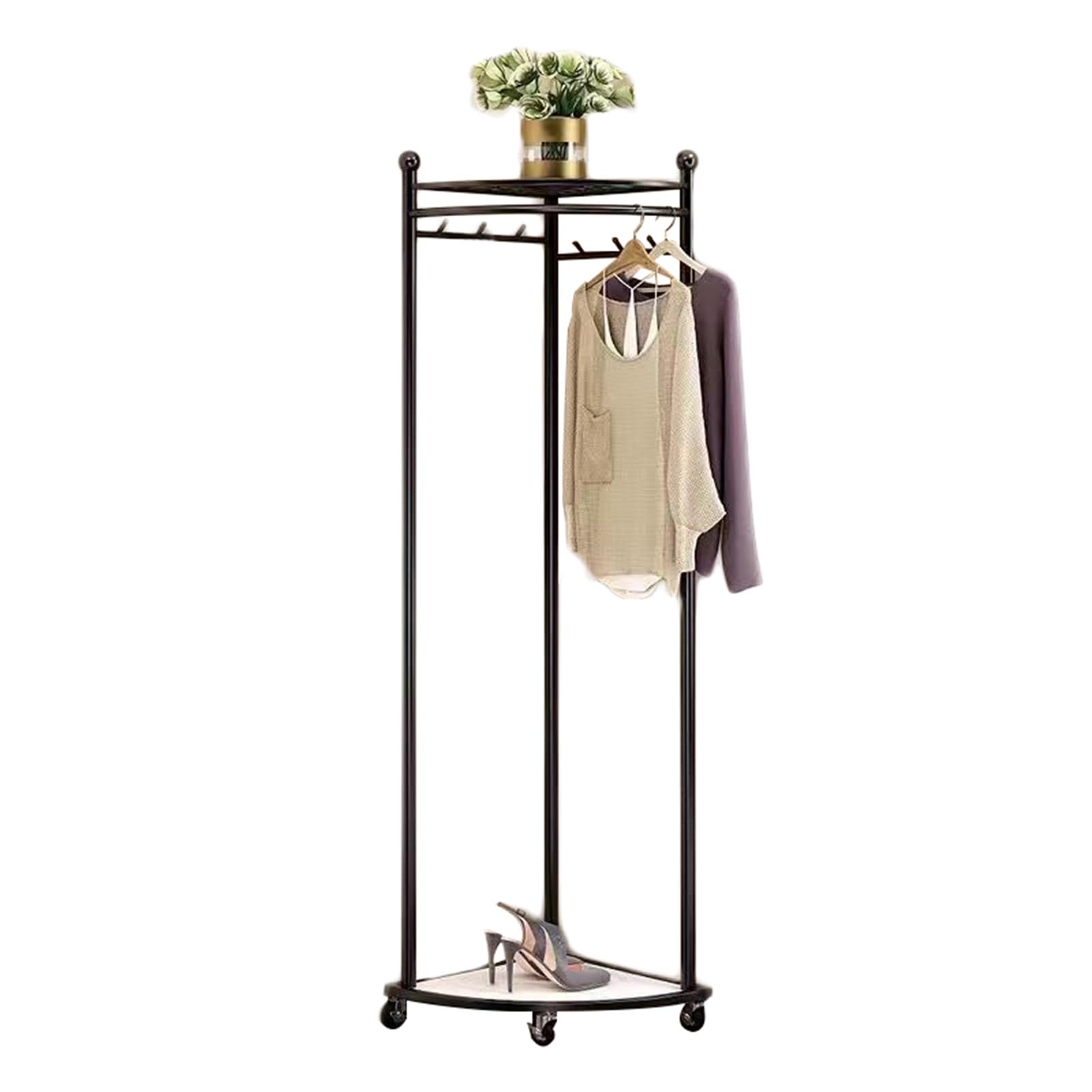 FGXHHS Stylish Gold Corner Coat Rack - Movable Freestanding Clothes for Entryway, Living Room, Mudroom & Bedroom Space-Saving Storage Solution