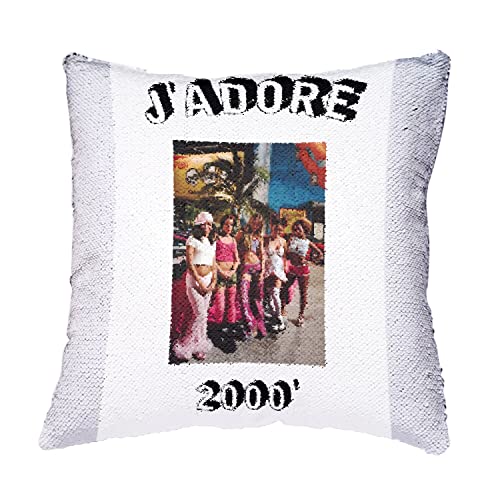 Coussin sequin paillettes noir J'adore 2000 vintage - 4