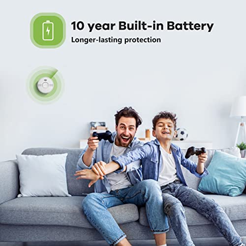 Smoke Detector With Photoelectric Sensor, Fire Alarms Smoke Detector 10 Year Battery Operated With Led Indicator & Silence Button, Smoke Alarm For Home And Kitchen Gw208B, 4 Packs #TOP3