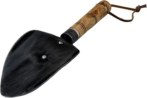 Paleta de jardín de metal forjado a mano con mango de madera, herramientas de jardín hechas a mano de hierro forjado para el hogar, aspecto clásico,