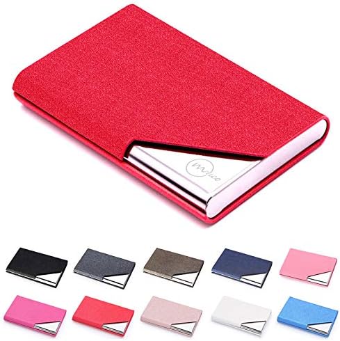MUCO Business Name Card Holder Luxury PU Leather & Stainless Steel Multi Card Case Professional Credit Card Wallet Keep Your Business Cards Clean for Men & Women