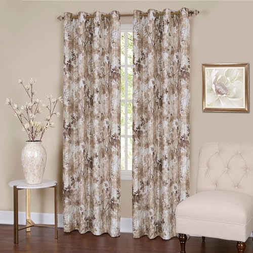 ACHIM Lined Blackout Grommet Window Curtain Panels - 50 Inch Width, 84 Inch Length - Tranquil (Tan) - Blackout Soft Polyester Drapes & Dressing for Bedroom Living & Dining Room Home Decor