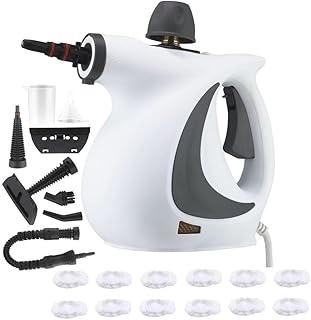 Handheld Steam Cleaner For Home Use 1050W Portable Steamer With 7 Accessories&Safety Lock For Multi-Surface Cleaning Including Couches,Carpets,Cars,Kitchens,Bathrooms (13 Fiber Cloths)