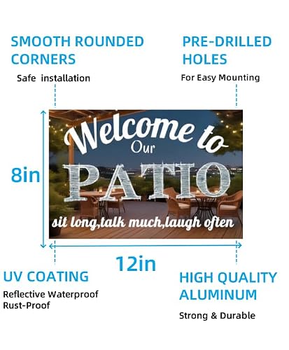 Carastora Vintage Style Patio Wall Sign, Rustic Metal Tin Decor for Outdoor Spaces, Garden, and Beach House, Inspirational Outdoor Plaque, 8x12 Inches — view 6