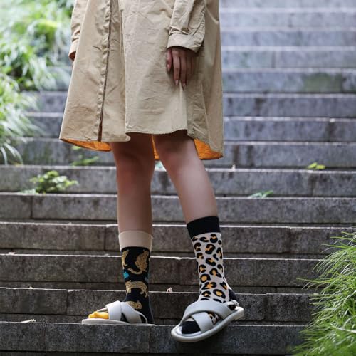 Image of 2 Pairs Cartoon Animal Crew Socks Fun Cotton Mid Calf Socks for Women