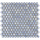 Merola Tile Hudson Penny Round Forst Blue 11-7/8' x 12-5/8' Porcelain Floor and Wall Tile