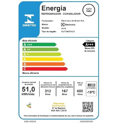 Geladeira Electrolux Frost Free Inverter 480L Efficient AutoSense 3 Portas Inox Look (IM7S) 127V