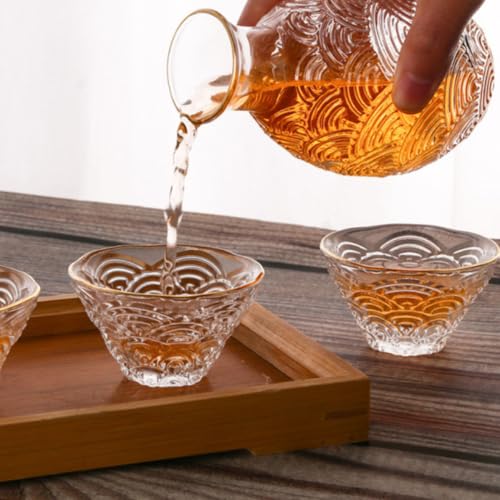 Juego de jarra de sake de vidrio estilo japonés para mesa 5