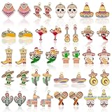MARFOREVER 40Pcs/20 Pairs Mexican Charms for Jewelry Making Cinco De Mayo Charms Assorted Cactus Pinata Chili...