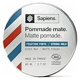 Sapiens Cera Pelo Hombre 80 ml - Cera Mate Orgánica Fabricada en Francia - Perfume fresco y mentolado - Fórmula de Calidad Profesional