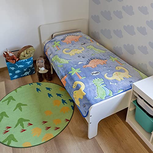 Image of Glow in The Dark Blanket Gifts for Toddler Kids Teen Girls| 200cm x 150cm |Bedroom Decor, Lightweight Throw Blankets|Soft Cozy Fluffy Luminous Throw Blanket - Blue Dino - 2