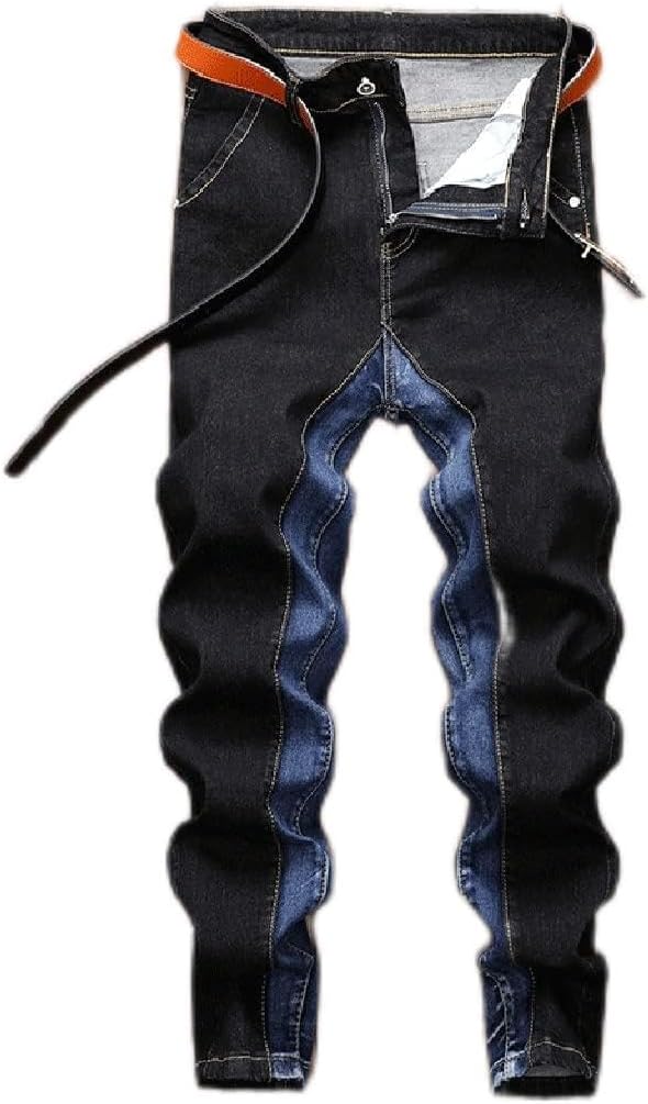 Men Jeans Homme Slim Denim Trousers Biker Male Straight Casual Streetwear Pants Patchwork