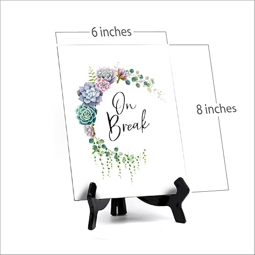 Miniatura 4 de Letrero de mesa con caballete, diseño floral de media luna (6 x 8 pulgadas)