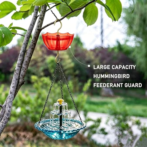 Solar Powered Hanging Bird Bath Fountain, 3-Tiered Hanging Bird Bath with Solar Fountain Protective Cover, Suitable for Balcony Gardens, Backyards, Patios, and Lawns (Blue) by Generic - Used condition - Image 3