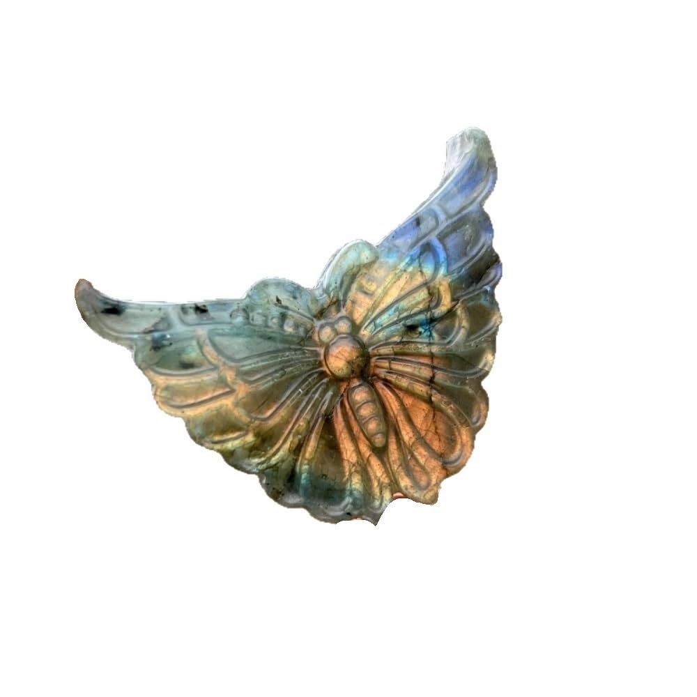 HUFFA Labradorite Blue Moonstone Butterfly Pendant Necklace Natural Crystal Raw Stone