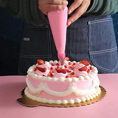 Silicone Icing Piping Bag,Reusable Cream Pastry Bag And 14× Stainless Steel Nozzle Set Diy Cake Decorating Tool(14×Nozzle, 2×Icing Cream Pastry Bag And 2 X Converter And 3×Scraper) [Energy Class A+] #TOP5