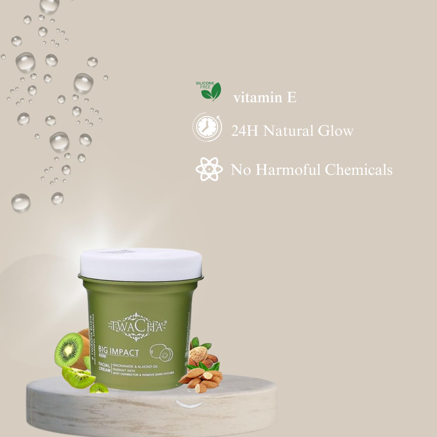Twacha Kiwi Facial Cream for Radiant Skin Solution | Removes Dark spots and Dark Patches | with Niacinamide and Almond oil | (325 GM) 2