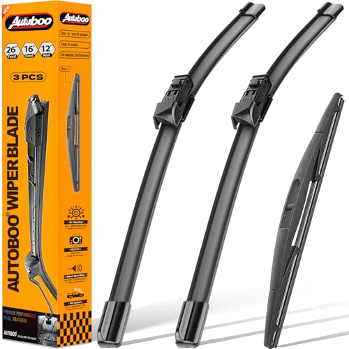 Wiper Blade Cleaning Procedure 3 AUTOBOO 26'+16' Windshield Wipers with 12' Rear Wiper Blade Sets Replacement for Subaru Crosstrek Impreza 2018 2019 2020 2021 2022 2023-Original Factory Quality (Pack of 3)