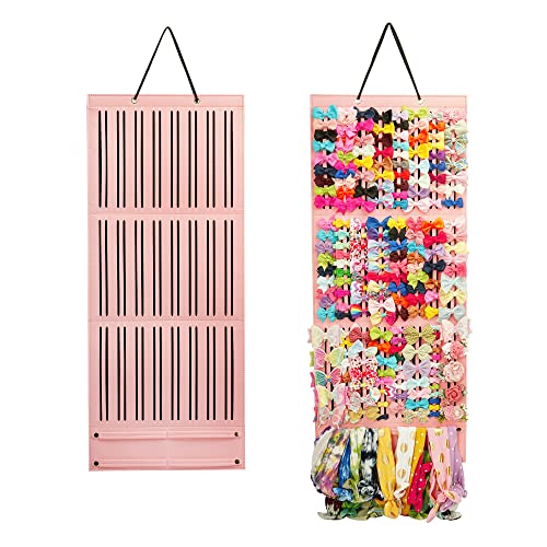 Image of PACMAXI Baby Girl Hair Bows Holder, Hair Clips Storage Hanger For Ribbons, Hair Bows Organizer, Baby Hair Clip Storage Display Sturdy Stand, Wall Hanging for Girl Room (Pink, Large)