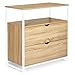 IDMarket - Commode 2 tiroirs Detroit Design Industriel avec étagère Bois et métal Blanc