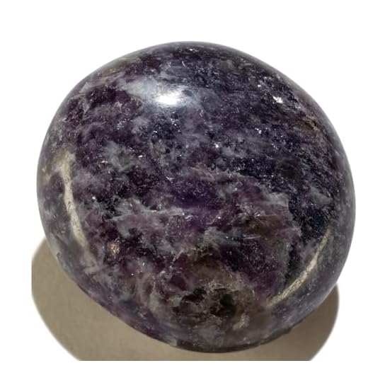 KALIFANO Lepidolite Palm Stone with Healing & Calming Effects - High Energy Reiki Worry Crystal Used for Soothing Anxiety and Stability (Information Card Included)