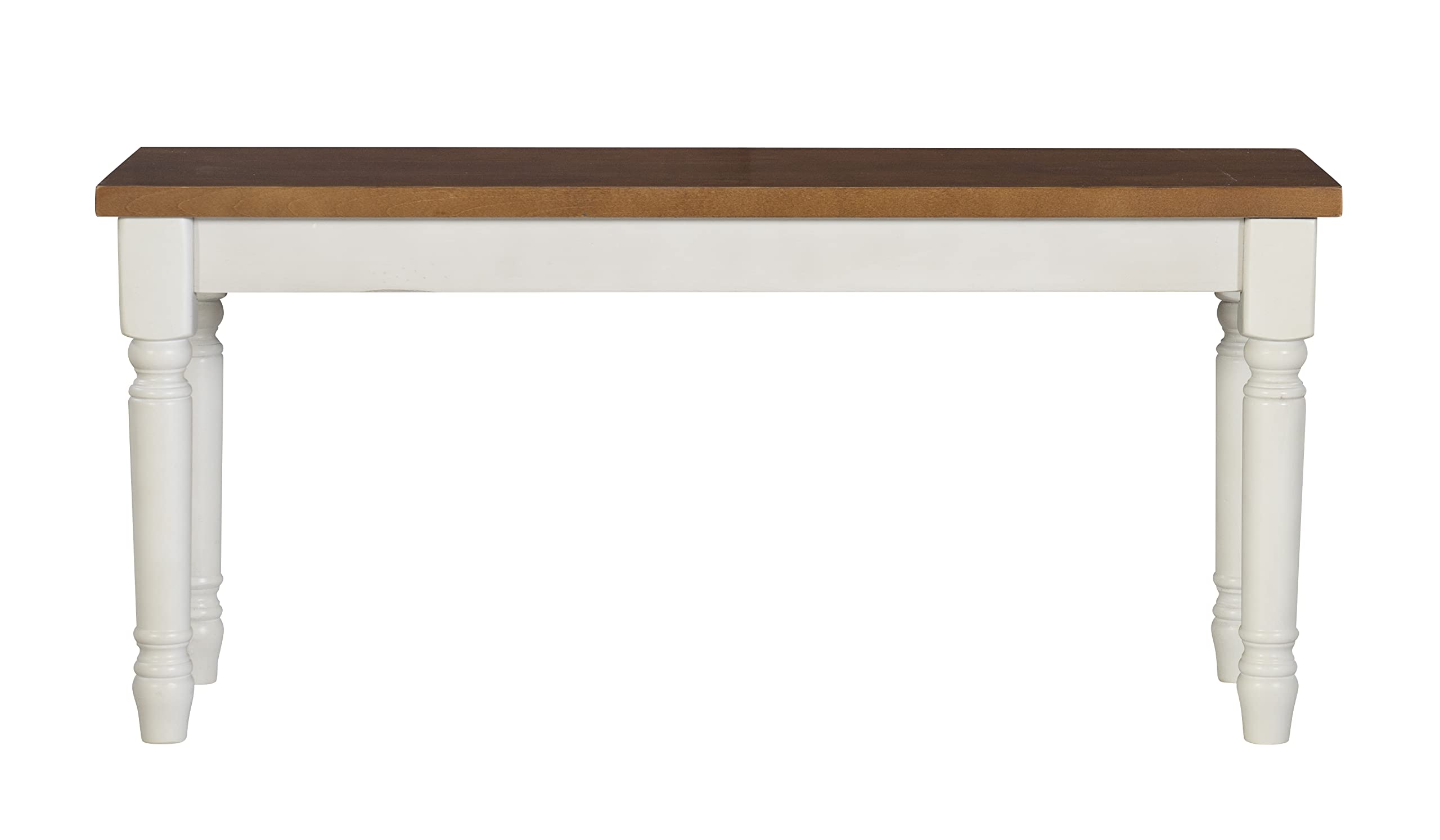 Willow White Backless Dining Bench with Honey Brown Wood Top by Powell