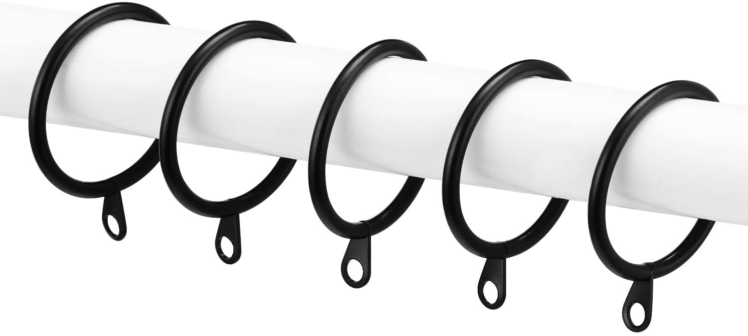 Coolty 60 Anillos de Cortina de Metal para Colgar Cortinas, 38 mm de diámetro Interior (Negro)