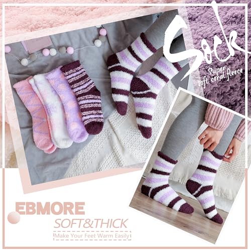Image of EBMORE Fuzzy Socks for Women, Thick Cozy Warm Fluffy for Winter